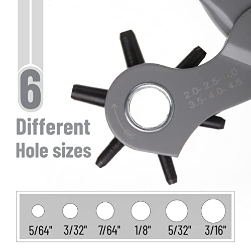 UNCO- Leather Hole Punch Tool, 5/64", 3/32", 7/64", 1/8", 5/32", 3/16" - color: Black