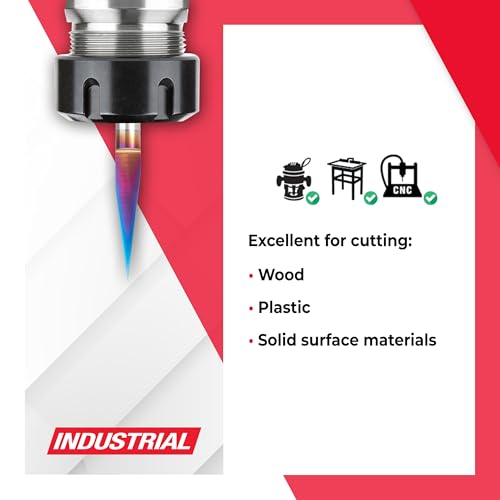 Amana Tool 45611-K-M Solid Carbide Spektra Extreme Tool Life Coated 15 Degree Engraving 0.005 Tip Width x 6mm SHK x 58mm Long Signmaking Router Bit - size: 45611-K-M