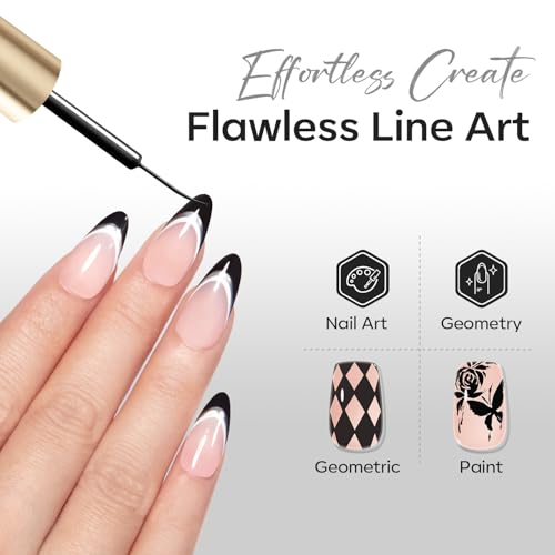 modelones Black French Tip Liner Gel Polish 15ml Built-in Fine Brush - color: A-All Black-1