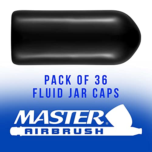 Master Airbrush Siphon Bottle Jar Adapter Cap Covers (Pack of 36) - Black