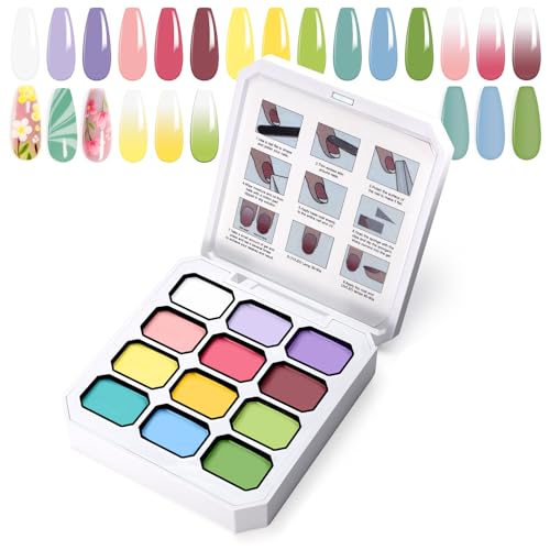 Gradient Painting Gel, 12 Bright Colors Ombre Gel Nail Polish - color: Solar Flare