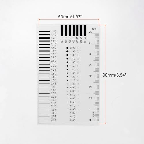 HARFINGTON 5pcs High Precision SEC Size Estimation Chart 8cm 0.5mm Transparency Flaw Detection Film Ruler for Diameter and Line Width Defects Measuring