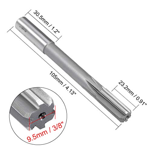 uxcell Chucking Reamer 3/8",H7 HSS Lathe Machine Reamer 6 Straight Flutes - size: 3/8"