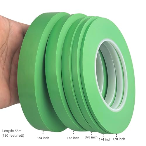 JINBING Automotive Fineline Vinyl Pinstripe Masking Tape Flexible for Curve Surface Paint Detailing Green 180feet /roll (1/8 inch) - size: 1/8 inch