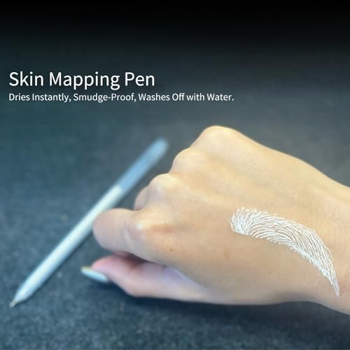 Ink Permanent Eyebrow Mapping Kit, 9-Piece Golden Ratio Caliper, 5 Razors