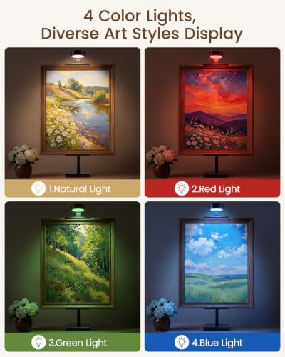 Adjustable Tabletop Easel Stand with Picture Frame Light, Black - color: Light Black