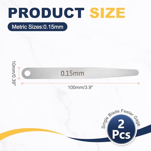 HARFINGTON 4pcs Metric Thickness Feeler Gauge 0.15mm Single Blade Oval Feeler Gauge 304 Stainless Steel Gap Measuring Tool for Repair Valve Guitar Spark Plug - size: 0.15mm
