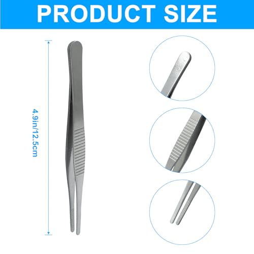 5 Inch Stainless Steel Forceps, 2 Pcs, Straight - size: 5 Inch