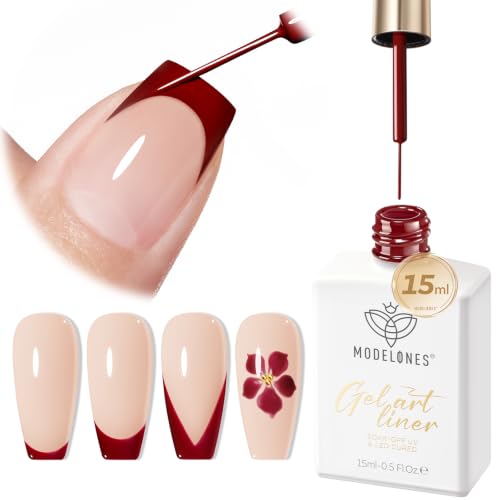 modelones Burgundy French Tip Liner Gel Polish 15ml Nail Art Detail Brush - color: A-Burgundy-1