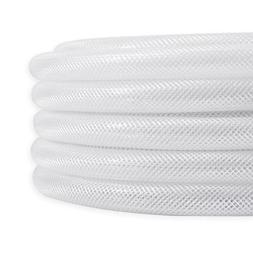 DAVCO 1/4" ID × 25 ft Heavy Duty Braided Clear Plastic Vinyl Tubing Hose - size: 1/4"ID, style: 25 Feet