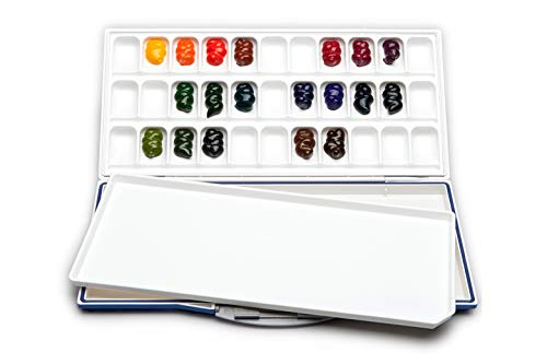 Mijello Fusion 33-Well Airtight/Leakproof Palette for Watercolor Paints, Blue