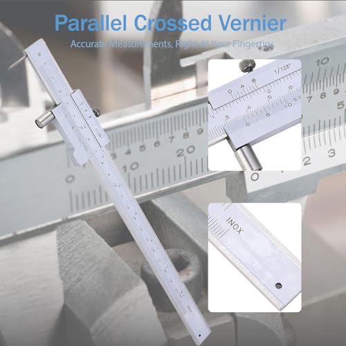 Vernier Caliper, Parallel Crossed Caliper, 0-200mm Stainless Steel Vernier Scribing Caliper Marking Gauge with Carbide Scriber/Needle Parallel Marking Gauge Vernier Caliper