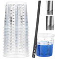 Gartful 12 Pack 10oz 320ml Clear Plastic Paint Mixing Cups with 12 Stir Sticks - Disposable Graduated Measuring Cups for Paint, Resin & Epoxy with ML Scale & 3-Column Ratios (1:1-7:1) for DIY Crafts - size: 10oz / 320ml
