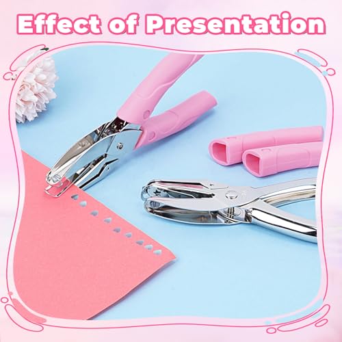 UCEC 2PCS Handheld Shaped Hole Punch Kit - Heart Hole Punch & Star Puncher - color: Pink, size: Heart+Star