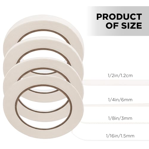 Epakh 4 Pack White Pinstripe Tape for Car, 1/16 1/8 1/4 1/2 Inch, 55 yd - color: White, size: 55 yd