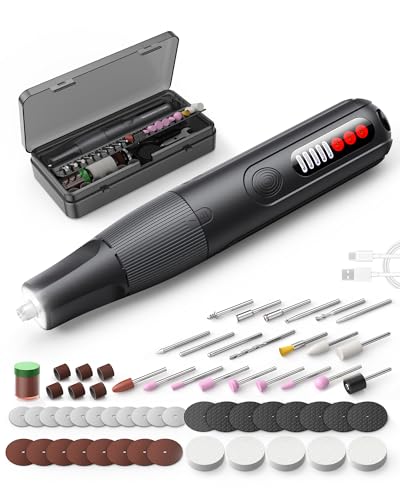 Cordless Rotary Tool, 8V Multi Tool with Auto-Lock Chuck & 5 Speed, 23,000RPM Rechargeable Engraver Kit with Storage Case, for Sanding, Polishing, Drilling, Carving, DIY Crafts