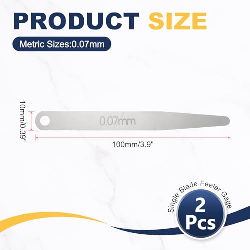 HARFINGTON 4pcs Metric Thickness Feeler Gauge 0.07mm Single Blade Oval Feeler Gauge 304 Stainless Steel Gap Measuring Tool for Repair Valve Guitar Spark Plug - size: 0.07mm