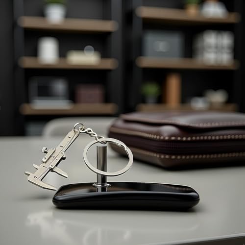 Mini Vernier Caliper Keychain, Car Keychain,Vernier Caliper Ruler Sliding Key Holder Rings Keychain Tools Cool Keychain Gift Ideas for Men Women 3D Movable Precision Measurement Tool