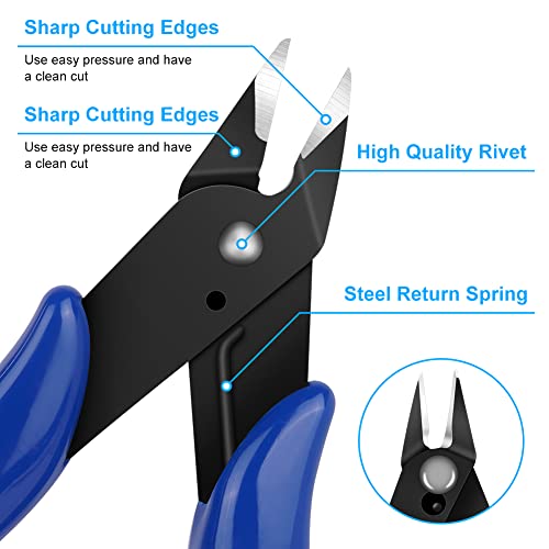 Ainiv Wire Cutters, 2PCS Spring-loaded Side Cutters Flush Cutter - color: Wire Cutter-2pcs, size: 2pcs
