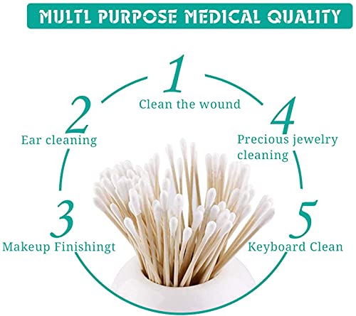 6 Inch Long Cotton Swabs, Cotton Tipped Applicators, 200 Count - size: 200 Round
