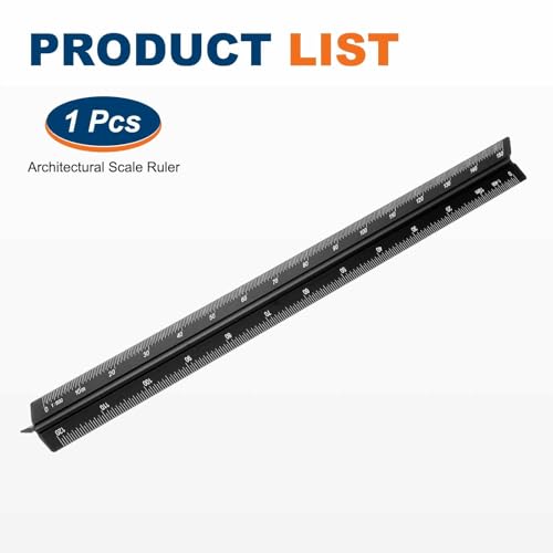 HARFINGTON Architectural Scale Ruler 12" Metric Aluminum Alloy Large Black - color: Black, size: 12 Inch