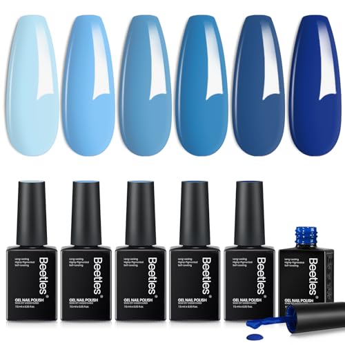 Beetles Blue Gel Polish Set, Ocean Range, 6 Colors Blue Gel Nail Polish Set - color: A - Blue | Ocean Range