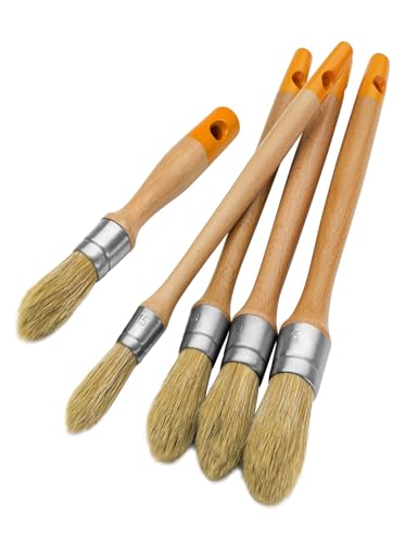 ROLLINGDOG Trim Paint Brushes 5PC Round Trim Brushes - color: 5pcs