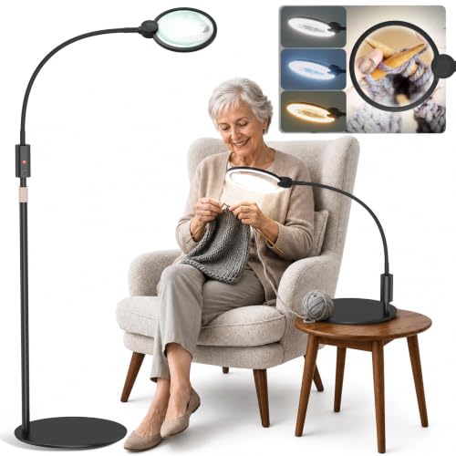 Rechargeable Cordless Floor Magnifying Glass with Light and Stand