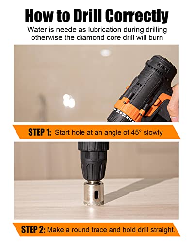 Diamond Drill bits, 15 PCS Diamond Hole Saw Drill Bit Set for Tile Pot, Glass Drill bits for Ceramic Bottles Porcelain Marble Granite Stone - color: 15 PCS (1/4"-2") Diamond Hole Saw