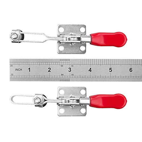 Adjustable Toggle Clamp 12 Pack 201-B Style Quick Release Toggle Latch Hold Down Clamp Antiskid Red Horizontal Clamps 360Lbs Holding Capacity Quick Release Woodworking Tool