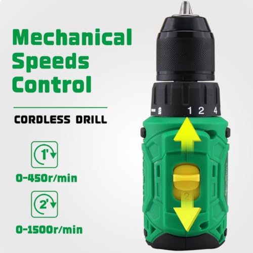 12V Brushless Cordless Drill Set, 3/8" Ratcheting Chuck, 35N.m - color: Green 12v Brushless