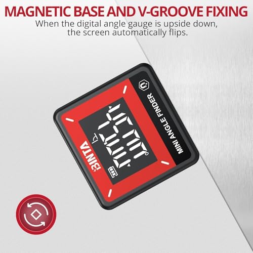 BINTA Small Digital Angle Finder Magnetic, IP54 Waterproof Dustproof Gauge - style: Black and Red