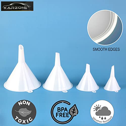 Oil Funnel Set - Plastic Funnels for Automotive & Kitchen - color: White