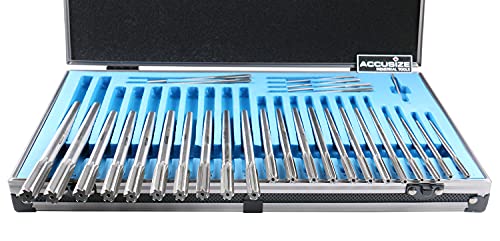 Accusize Chucking Reamer Set, 1/16" to 1/2" by 1/64", 29 Pc - size: 1/16" thru. 1/2" by 1/64"