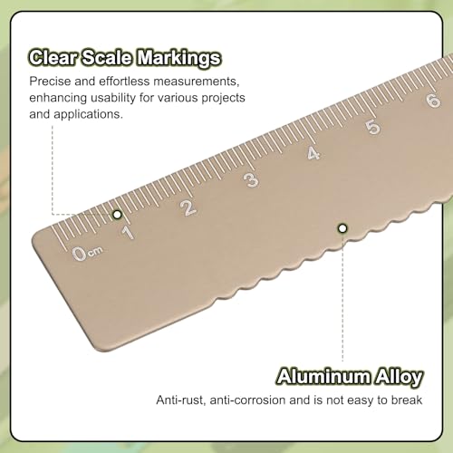 HARFINGTON 2pcs Straight Ruler 15cm Metal Bookmark Clip Ruler Gold/Rose - color: Gold/Rose