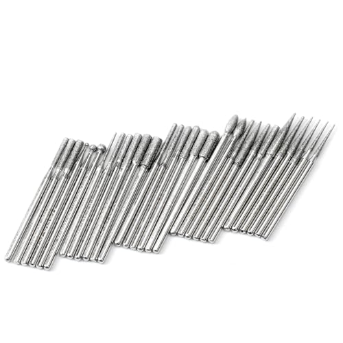 ILOVETOOL 30Pcs Diamond Drill bits Burr Set, 1/8 Inch Shank for Dremel, for Glass, Ceramic, Stone, Jewelry Making - Engraving, Carving, Polishing Bits - size: Shank 3mm(1/8-inch)
