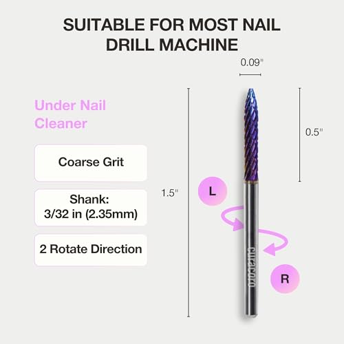 Curacoro Under Nail Cleaner 3/32'' Safety Carbide Bit (Coarse) - color: Galaxy - Under Nail Cleaner, size: Coarse