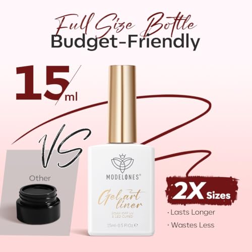 modelones Burgundy French Tip Liner Gel Polish 15ml Nail Art Detail Brush - color: A-Burgundy-1