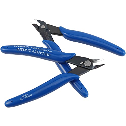 SEUNMUK 15 Pack 170 Flush Wire Cutter, 5 Inch Electronic Wire Flush Cutters, Small Precision Soft Wire Cutter, Micro Wire Cutters Blue Handle Professional Cutter Tools for Fine Cutting Needs