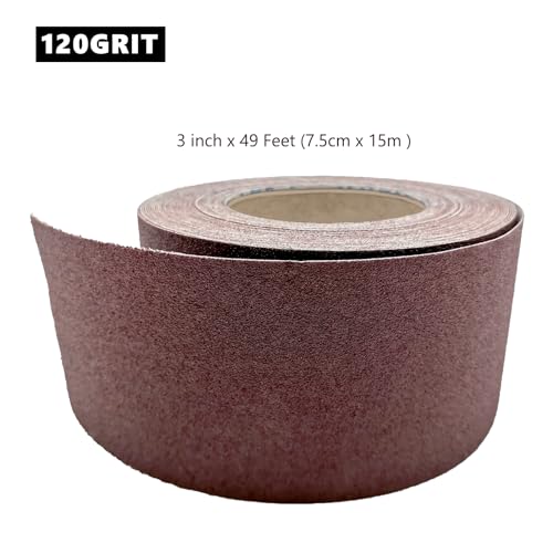 120 Grit Sandpaper Roll, 3 Inch x 49 Feet Emery Cloth Roll Aluminum Oxide Abrasive Paper Roll Continuous Sandpaper for Metalworking, Woodworker, Furniture Repair, Sanding Automotive Plumbing - size: 120 Grit