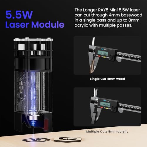 Longer Ray5 Laser Engraver and Cutter, 5500mW Lazer Engraver, 130×130mm - size: 130x130mm