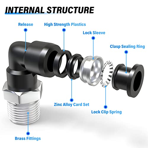 TAILONZ 10mm x 1/2" NPT Push to Connect Elbow Fitting 10Pcs - size: 0.394" OD 1/2" MNPT