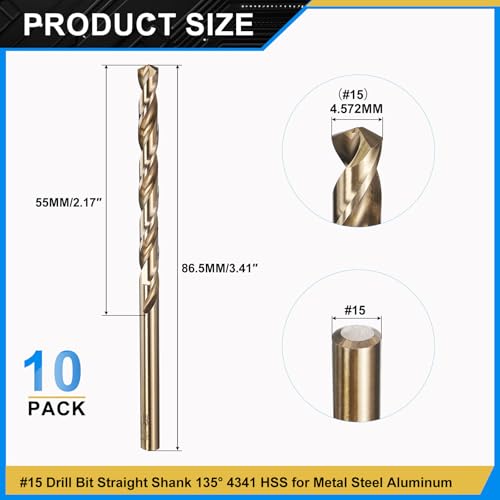 PATIKIL Micro #15 Drill Bit 4341 High-Speed Steel for Thin Metal 10 Pack - size: #15