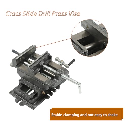 kimllier 5 Inch Cross Slide 2 Way Drill Press Vise, Cast Iron Compound Vise - color: Black, size: 5 Inch