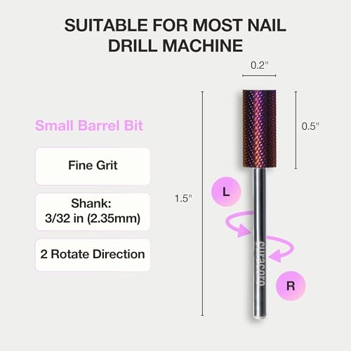 Curacoro Nail Drill Bits 3/32'' Small Barrel Carbide Bit (Fine) - color: Galaxy - Small Barrel Bit, size: Fine