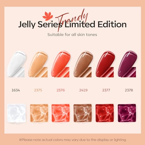 modelones Fall Jelly Tortoise Gel Nail Polish Set, 6 Colors - color: A A2 Vintage Jelly
