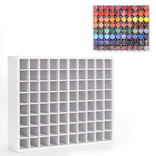 Krafetto 80-Grid Paint Organizer for 2 Oz Bottles, Wall Mount - color: 1pc white paint rack