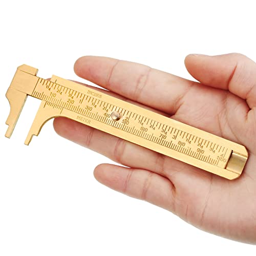 Konohan 4 Pcs Brass Pocket Caliper Double Scale Mini Tool for Jewelry