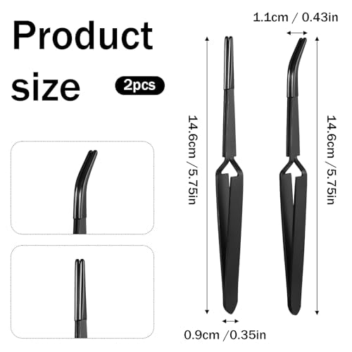 Reverse Tweezers for Crafting, 2 Pcs Rubber Tipped Tweezers