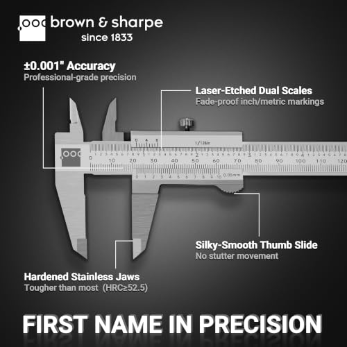 Brown&Sharpe 8 Inch Vernier Caliper 1/128 Inch Resolution - size: 1/128"